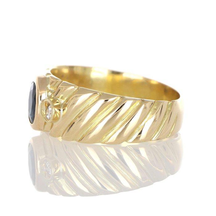 Zonder reserveprijs - ring - 18 karaats geelgoud saffier -, Handtassen en Accessoires, Ringen