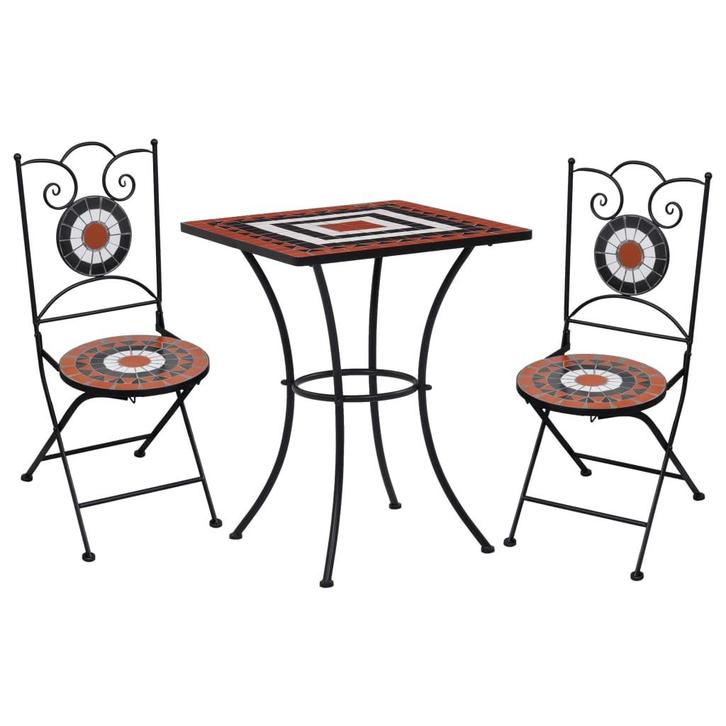 vidaXL 3-delige Bistroset mozaïek keramische tegel, Tuin en Terras, Tuinsets en Loungesets, Nieuw, Verzenden