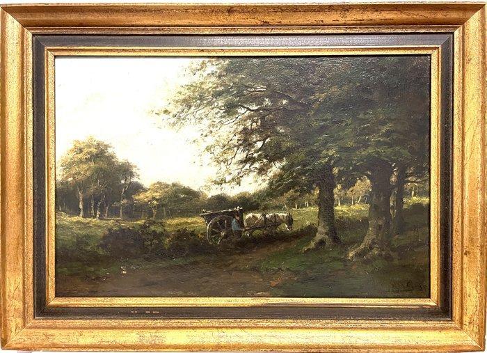 Adriaan Marinus Geijp (1855-1926) - Horse with cart in, Antiek en Kunst, Kunst | Schilderijen | Klassiek