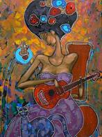 Wiktor Bezrukow - The guitarist XXL, Antiek en Kunst, Kunst | Schilderijen | Modern