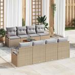 vidaXL Tuinbank Set met kussen 9 pcs Beige poly rattan, Tuin en Terras, Verzenden, Nieuw