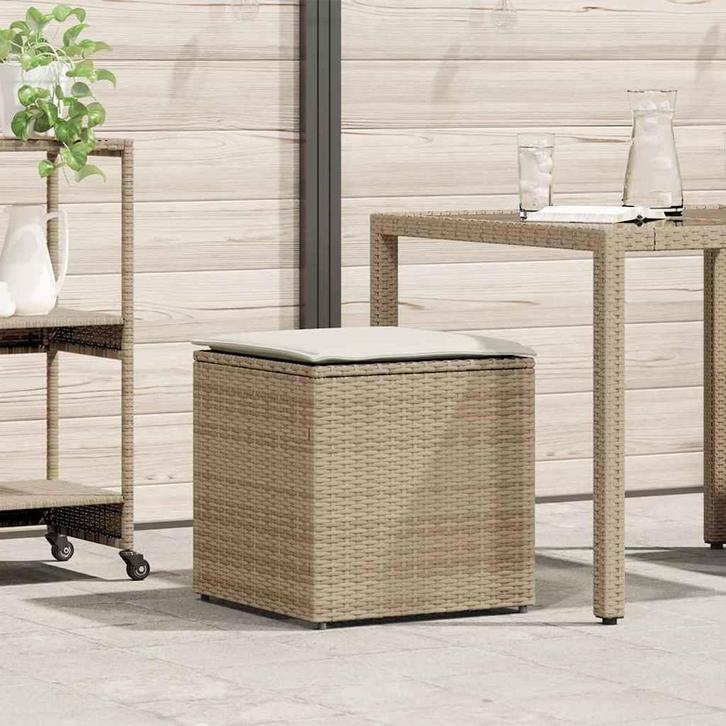vidaXL Kussenbox met opslag Beige 50 x 50 x 50 cm poly, Tuin en Terras, Bergingen en Tuinkasten, Nieuw, Verzenden