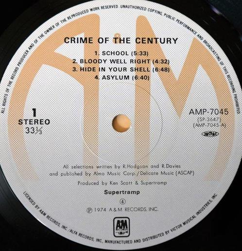 Supertramp - Crime Of The Century / Special Jpn. Release, Cd's en Dvd's, Vinyl Singles