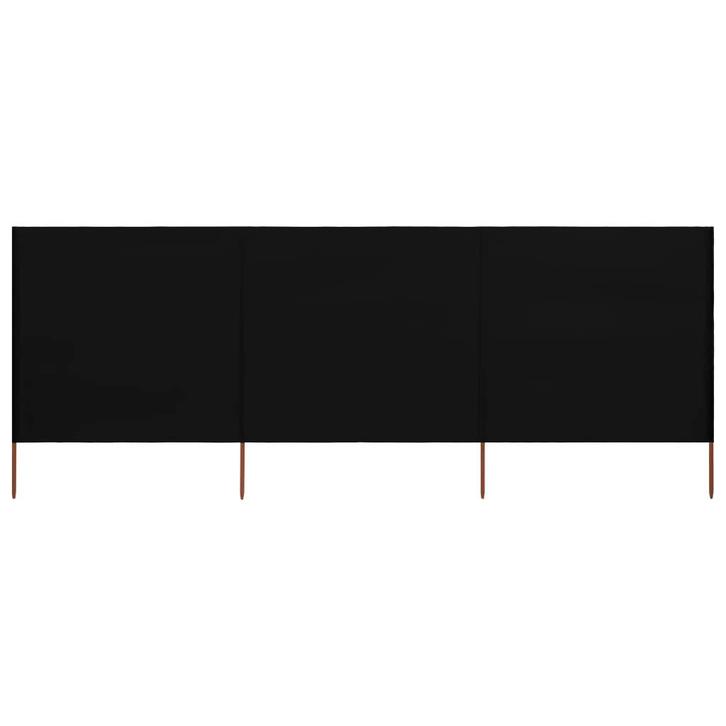 vidaXL Windscherm 3-panelen 400x120 cm stof zwart, Tuin en Terras, Parasols, Nieuw, Verzenden