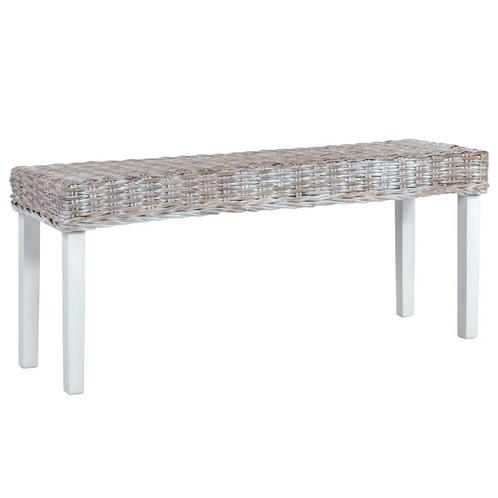 vidaXL Bankje 110 cm natuurlijk kubu rattan en massief, Huis en Inrichting, Stoelen, Nieuw, Verzenden