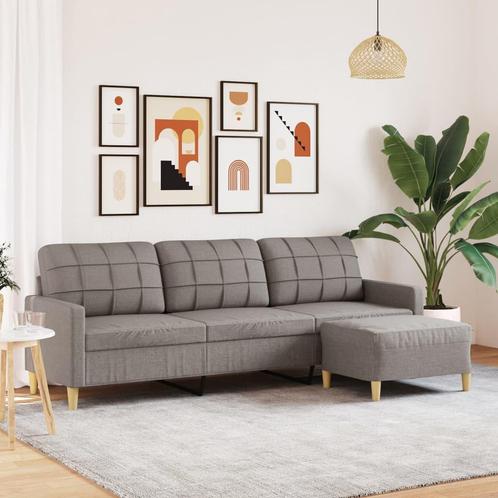 vidaXL Driezitsbank met voetenbank 210 cm stof taupe, Huis en Inrichting, Zetels | Zetels, Nieuw, Verzenden