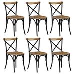 vidaXL Kruisstoelen 6 st massief mangohout zwart, Huis en Inrichting, Stoelen, Verzenden, Nieuw