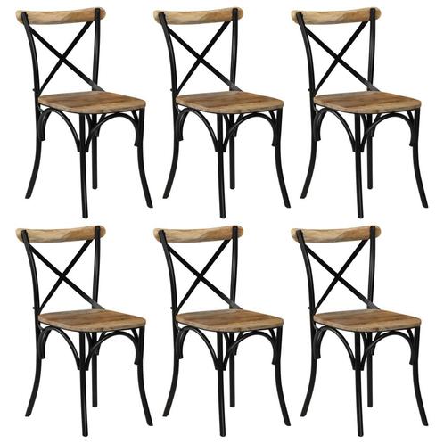 vidaXL Kruisstoelen 6 st massief mangohout zwart, Huis en Inrichting, Stoelen, Nieuw, Verzenden