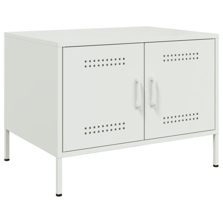 vidaXL Salontafel 68x50x50,5 cm staal wit, Huis en Inrichting, Tafels | Salontafels, Nieuw, Verzenden