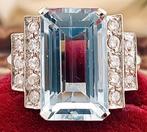 Ring - 18 karaat Witgoud Aquamarijn - Diamant, Handtassen en Accessoires, Nieuw