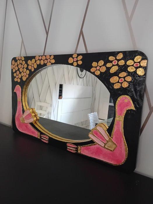 K. Line - Spiegel - Glas, Hout - Spiegel, bladgoudbewerking, Antiek en Kunst, Curiosa en Brocante