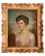 Europese school (XX) - Dama elegante con rosa - NO RESERVE