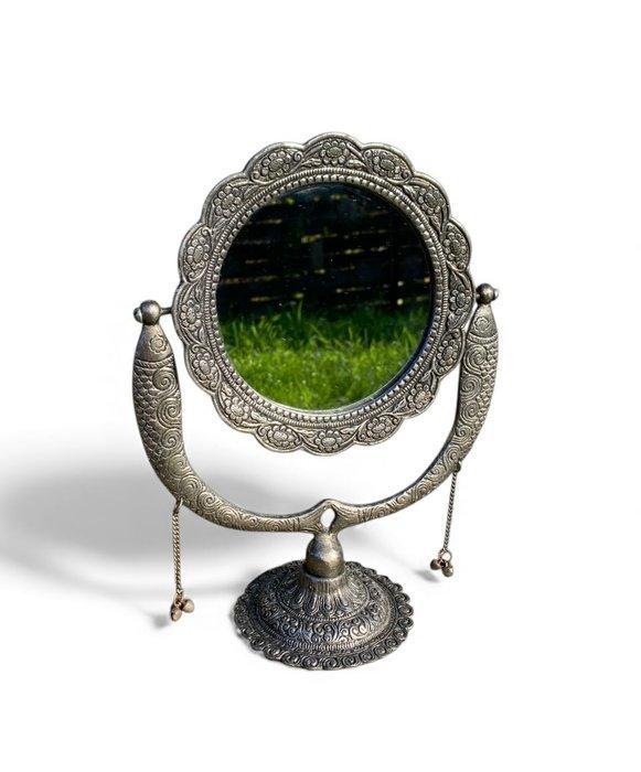 Spiegel - IJzer, Glas - Indische tafelspiegel van, Antiek en Kunst, Kunst | Designobjecten