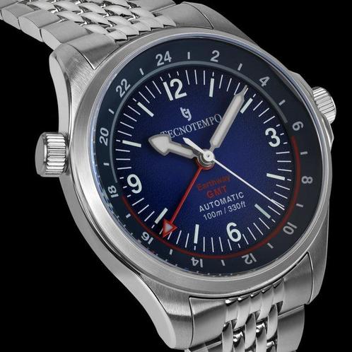 Tecnotempo - GMT Earthway - Automatic- Blue - Limited, Handtassen en Accessoires, Horloges | Heren