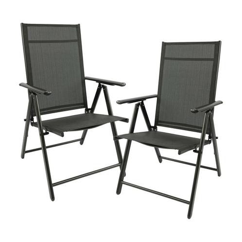 2 x tuinstoel 7 standen zwart, Tuin en Terras, Tuinstoelen, Inklapbaar, Verstelbaar, Nieuw, Aluminium, Ophalen of Verzenden