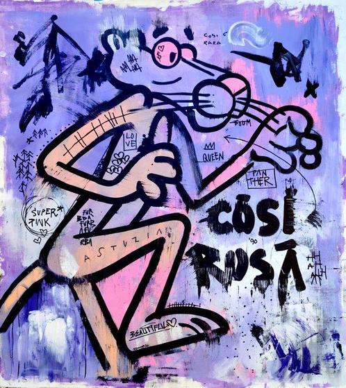 EGHN (1990) - Pink Panther - così rosa + così rara, Antiquités & Art, Art | Peinture | Moderne