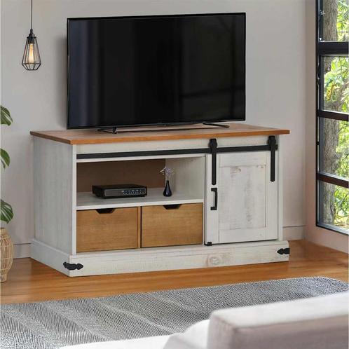 vidaXL Tv-meubel HALDEN met schuifdeur wit 110x40x60 cm, Huis en Inrichting, Kasten |Televisiemeubels, Nieuw, Verzenden