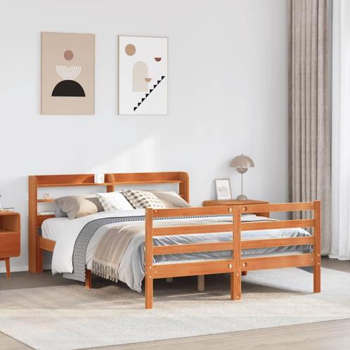 vidaXL Cadre de lit sans matelas cire marron 120x200cm, Maison & Meubles, Chambre à coucher | Lits, Neuf, Envoi