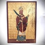 Duitse school (XIX) - Saint Bishop in Gilded Background, Antiek en Kunst