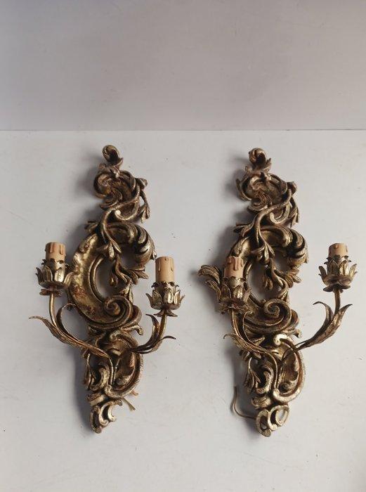 Wandkandelaar (2) - Smeedijzer - paar wandlampen, Antiek en Kunst, Curiosa en Brocante