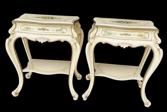 Nachtkastje (2) - Polychroom hout - Veneziaanse nachtkastjes, Antiek en Kunst, Antiek | Overige Antiek