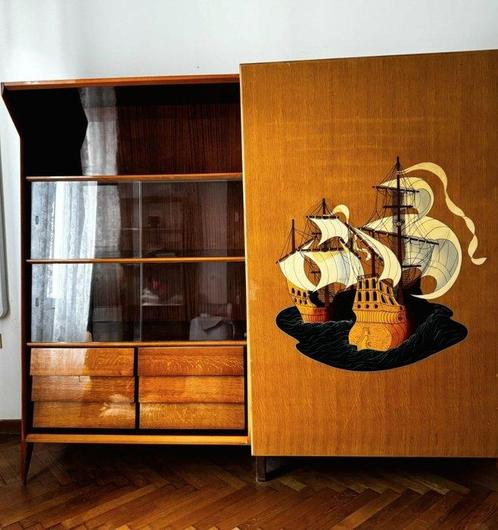 Kleerkast - Hout - Vintage boekenrek, Antiek en Kunst, Kunst | Designobjecten
