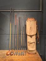 Antique - golf bag with 8 vintage golf clubs, Nieuw