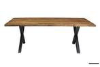 Eetkamertafel- Exotisch Hout Magnolia- 200X100Cm- Zwart, Huis en Inrichting, Tafels | Eettafels, Ophalen of Verzenden, Nieuw, Modern