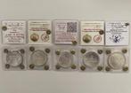 Italië. Set di 5 monete Italiane in argento da Lire 500 e