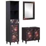 vidaXL Badkamerkast set met lade met opslag 3 pcs Massief, Verzenden, Nieuw