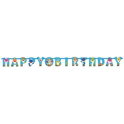Baby Shark Letterslinger Happy Birthday 1,8m, Hobby en Vrije tijd, Feestartikelen, Nieuw, Verzenden
