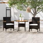 vidaXL 3-delige Tuinset poly rattan zwart, Tuin en Terras, Verzenden, Nieuw, Tuinset
