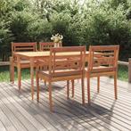 vidaXL 5-delige Tuinset met kussens massief teakhout, Tuin en Terras, Verzenden, Nieuw, Tuinset
