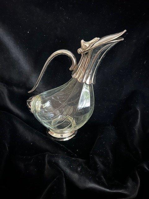 Kruik - Kristal, Metaal, Verzilverd - Vintage, Antiek en Kunst, Antiek | Meubels | Tafels