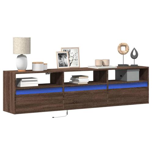 vidaXL Tv-wandmeubel met LED-verlichting 180x31x45 cm bruin, Huis en Inrichting, Kasten |Televisiemeubels, Nieuw, Verzenden
