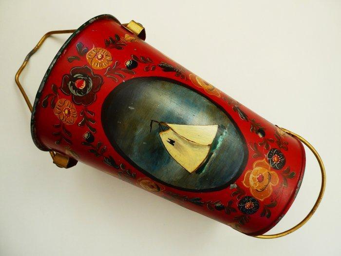 Handbeschilderd gesigneerd - Emmer - Oude brandblus emmer, Antiek en Kunst, Antiek | Keukengerei