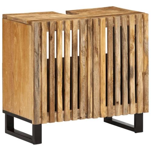 vidaXL Wastafelkast 62x34x58 cm massief ruw mangohout, Maison & Meubles, Salle de bain | Meubles de Salle de bain, Envoi