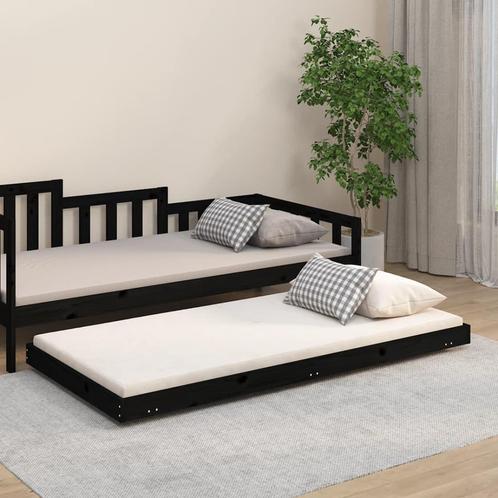 vidaXL Bedframe 75x190 cm massief grenenhout zwart, Huis en Inrichting, Slaapkamer | Bedden, Nieuw, Verzenden