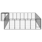 Hondenkennel 34 panelen 50x100 cm gepoedercoat staal zwart, Dieren en Toebehoren, Verzenden, Nieuw