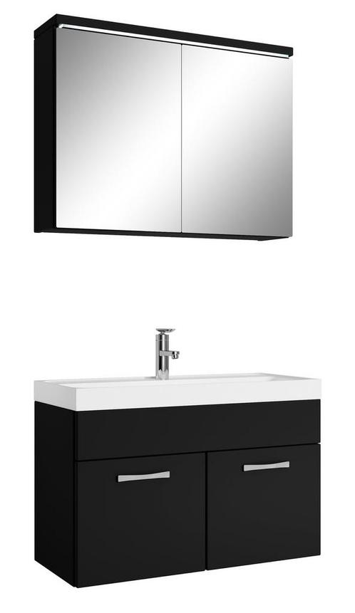 Badkamermeubel Set Paso 02 80 cm Mat Zwart Badmeubel, Huis en Inrichting, Badkamer | Badkamermeubels, Nieuw, Verzenden