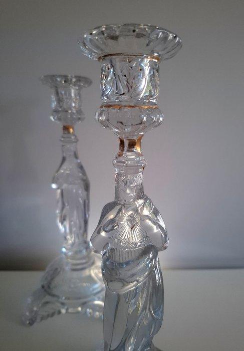 Val Saint Lambert - Kandelaar Sacré Cœur de Jésus et Marie, Antiek en Kunst, Antiek | Glaswerk en Kristal