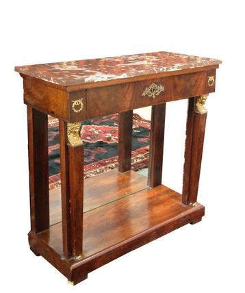 Tafel - trumeau - mahonie en Napoleon Rouge-marmer