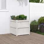 vidaXL Plantenbak 60x60x60 cm massief grenenhout wit, Tuin en Terras, Verzenden, Nieuw