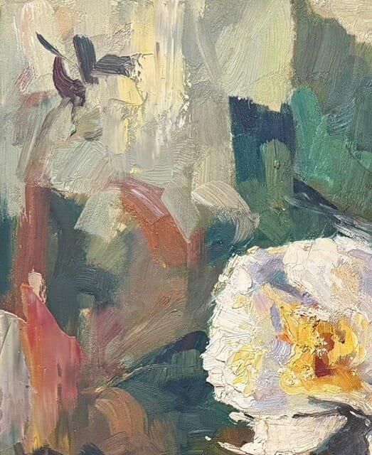 Ecole moderne ( XX ) - Bouquet de fleurs colorées, Antiek en Kunst, Kunst | Schilderijen | Klassiek