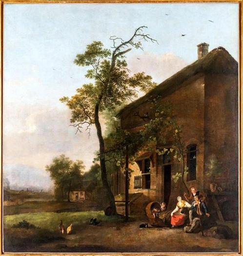 Nederlandse school (XVIII) - Scena pastorale in un paesaggio, Antiek en Kunst, Kunst | Schilderijen | Klassiek