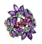 Granaat - Zilver, Mandorla van Licht - Ring Amethist en