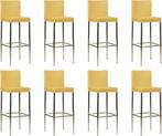 Set van 8 Gele leren moderne barkrukken - poot vierkant inox, Nieuw, Vijf, Zes of meer stoelen, Modern, Leer