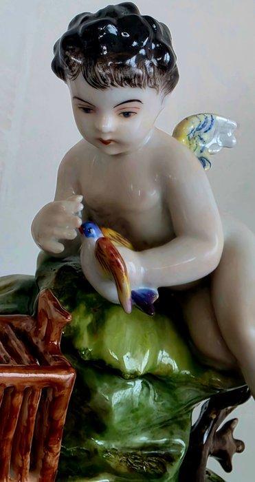 Aelteste Volkstedter - Beeldje - Chérubin avec Oiseaux -, Antiek en Kunst, Antiek | Glaswerk en Kristal
