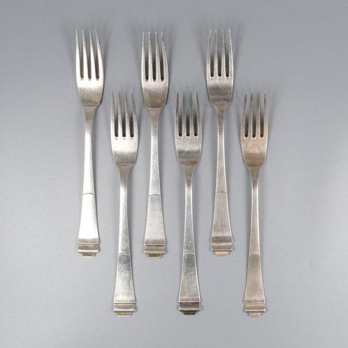 Wilkens & Söhne model Pagode 221 - Art-Deco Dessertvorken -, Antiek en Kunst, Antiek | Zilver en Goud