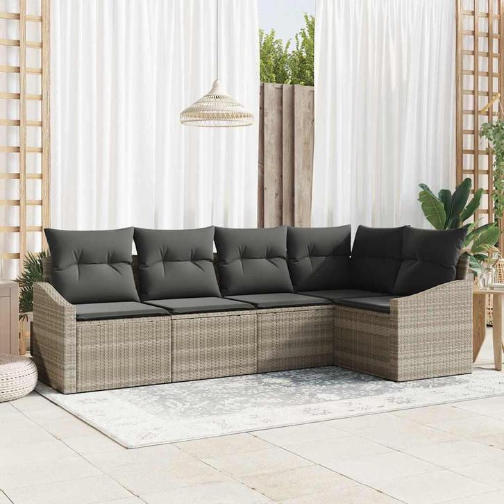 vidaXL Tuin Eettafel Set met kussen met opslag 5 pcs, Tuin en Terras, Tuinsets en Loungesets, Nieuw, Verzenden